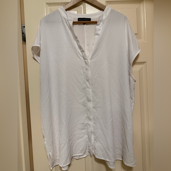 Eloquii Tops - Eloquii Sheer White V-Neck Blouse - Size 18